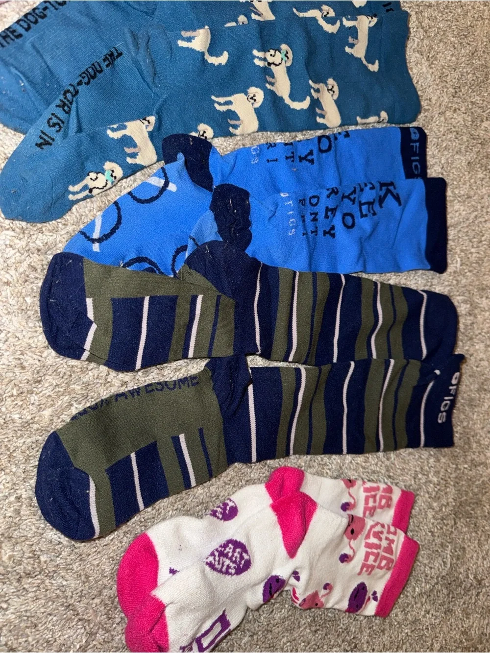 Figs Women’s compression socks 4 pairs - Dog Pattern & Striped Socks Bundle